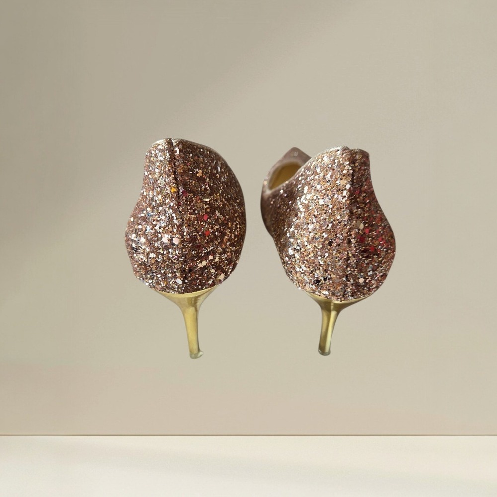 Rose Gold Glitter Pointed Toe Stiletto Pumps Size 39 /‎ US 8 - Picture 2 of 5